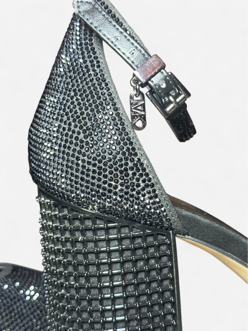 MICHAEL Michael Kors Black Glitter Platform Block Heel Sandals - Picture 5 of 8